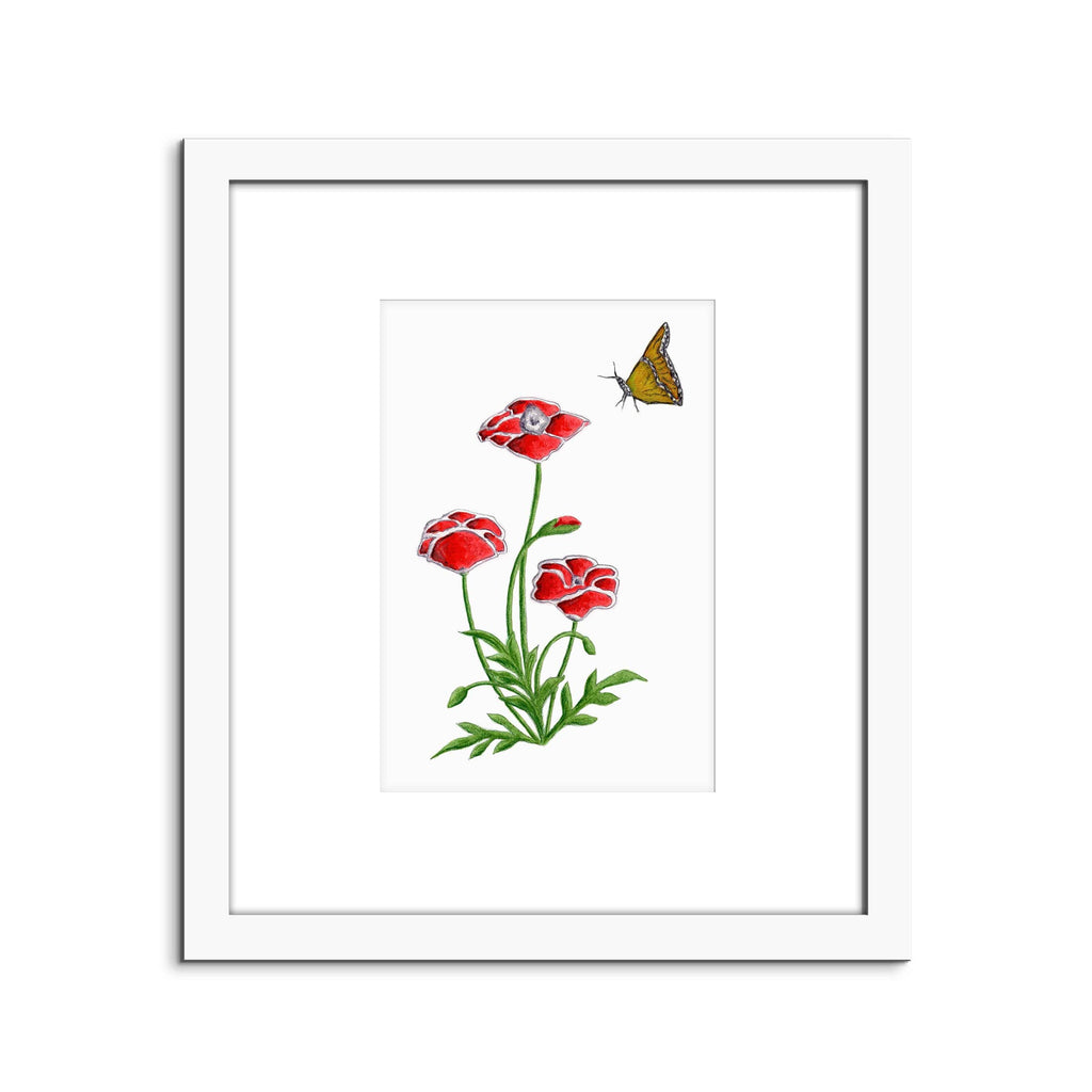 Kannika Art Poppy & Butterfly | Art Print